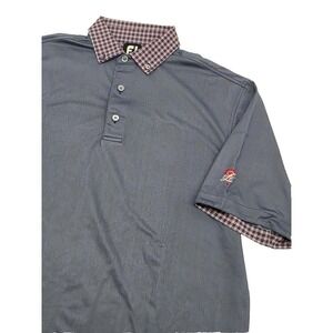 FootJoy FJ ProDry Plaid Collar Sleeve Accent Performance‎ Golf Gray Polo - M